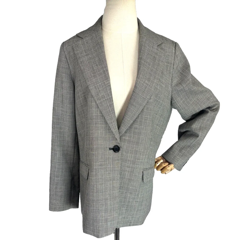 Pendleton Size 16 Glen Plaid Blazer Jacket‎ 100% Virgin Wool Professional